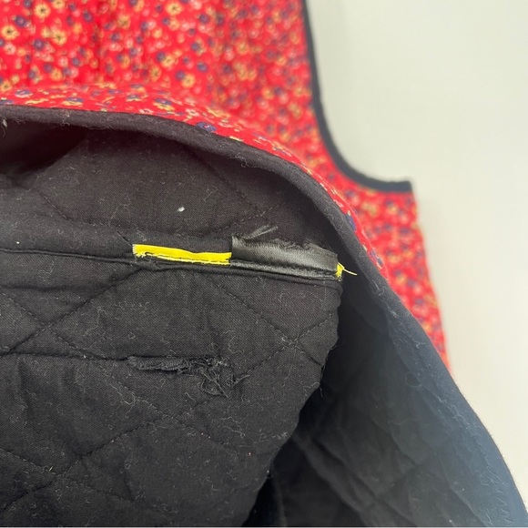 Free People Claudine Red Floral Bow Tie Front Cottagecore Coquette Quilted Vest - Picture 7 of 7